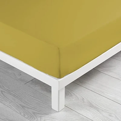 Image de douceur d&#039;intérieur, Drap Housse (160 x 200 cm) Linette Jaune, 100% Coton