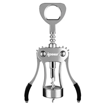 Image de IPOW Ouvre Bouteilles/Tire Bouchon/Décapsuleur à Ailettes Déboucher Bouteille de Bière/Vin Rouge avec Deux leviers Anti dérapantes