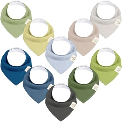 Image de KeaBabies Baby bandana Bavoir baveur pour fille super absorbant en coton bio bébé faire ses dents (Brave)