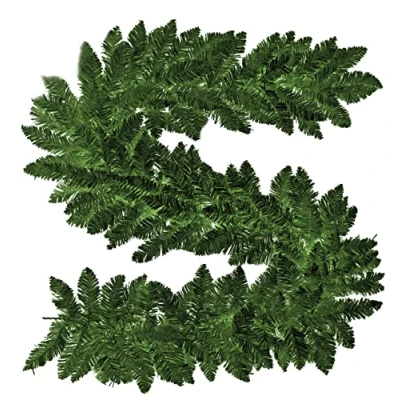 Image de SHATCHI Couronne de pin impérial Noir/Blanc pour Noël, Maison, Bureau, cheminées, escaliers avec Non pré éclairée (CW/WW/LED Multicolore), Vert uni, Guirlande 2 m