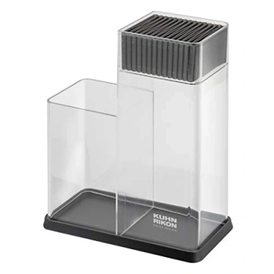 Image de KUHN RIKON Colori+ Vision Utensil Caddy and Knife Block, Transparent/Grey, 24312