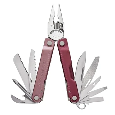 Image de Leatherman Rebar Outil Multifonction 17 Outils pour le Bricolage et Camping Acier Inoxydable, Heathered Cranberry