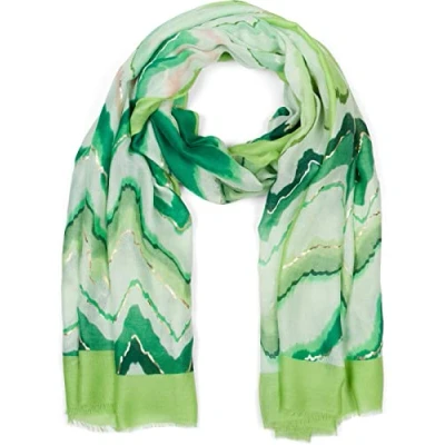 Image de styleBREAKER Écharpe femme avec motif zigzag coloré et accents métalliques, écharpe multicolore en 01016221, couleur:Vert