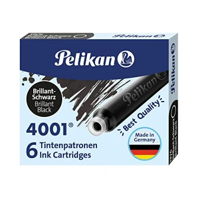Image de Pelikan Encre 4001 Boîte de 10 Etuis 6 Cartouche d&#039;encre TP/6 Noir brillant