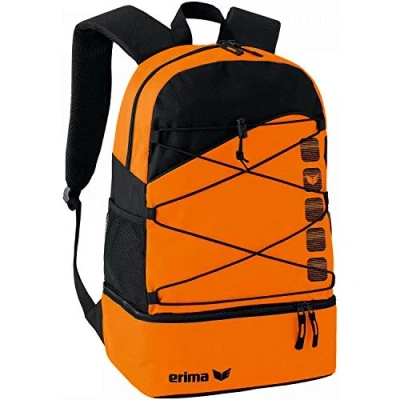 Image de Erima Club 5 Sac à Dos Multifonctions avec Compartiment inférieur Mixte Adulte, Orange/Noir, Taille Unique