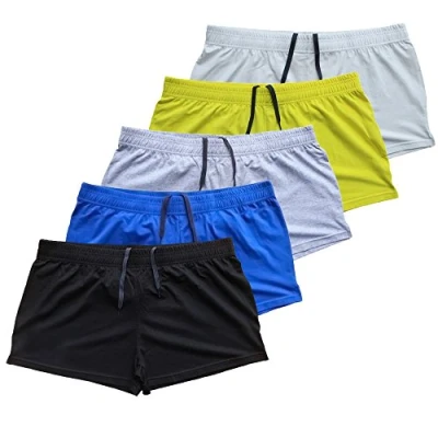 Image de Musclealive Hommes Gym La Musculation Faire des Exercices Men Short Coton,Style A Noir + bleu gris blanc jaune, sans poches,L (taille 34Pouce 37Pouce)