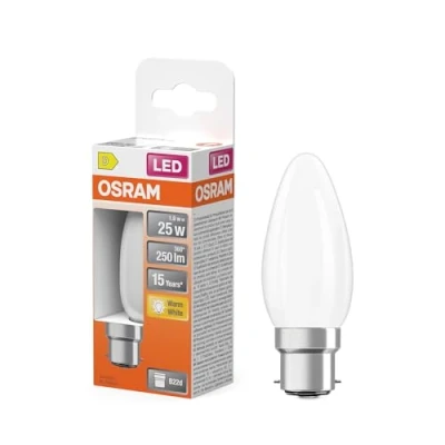 Image de OSRAM Lampe LED forme étoile bougie B25 filament, 2700 K blanc chaud, 1,8 W, B22d, dépolie, 250 lm, 15 000 h, pour lampes de table, luminaires décoratifs