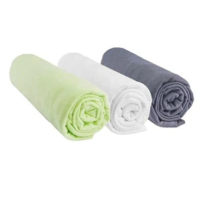Image de Lot de 3 Draps Housse 40x80 cm Extensible pour 40x90 Couffin Berceau Nacelle 40 x 80 100% Coton Anis Blanc Gris Sommeil sain Marque Easy Dort Certifié Oeko Tex Fabriqué en Europe