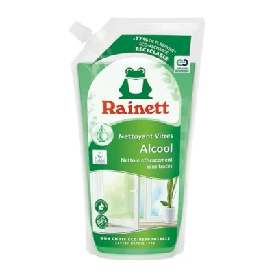 Image de RAINETT Nettoyant Vitres à l&#039;Alcool Nettoie &amp; Fait Briller Action Dégraissante Résultat Sans Traces Poche 100% Recyclable Ecolabel Eco Recharge 1 L