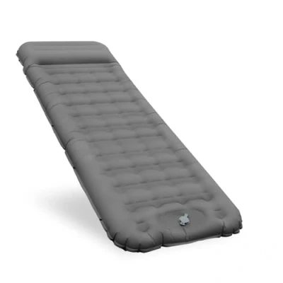 Image de matelas gonflable camping, 2024 Nouvelle version Épissable autogonflant, camping 12 cm d’épaisseur Confort ultraléger avec oreiller intégré et pompe à pied, portable pour l’extérieur