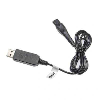 Image de vhbw Câble USB de charge compatible avec Philips HQ7310, HQ7320, HQ7340, HQ7360, HQ7390, HQ7414, HQ7415 rasoir d&#039;alimentation, 100 cm, noir