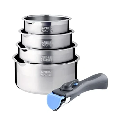 Image de Arthur Martin Batterie de cuisine inox 5 pcs AM7457 AVEC MANCHE AMOVIBLE