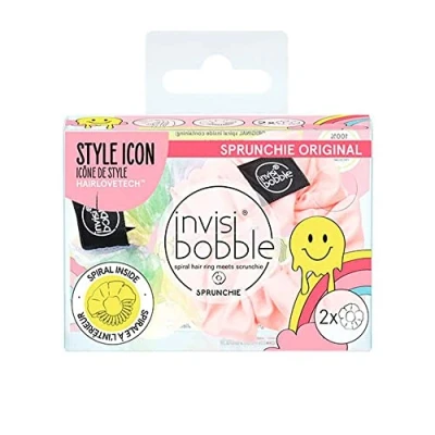 Image de Invisibobble Chouchou Cheveux Rose et Arc en Ciel Sprunchie X2 Femme Fille Édition Limitée Qui Abime Pas les