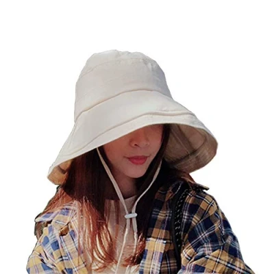 Image de MAKFORT Chapeau de soleil Pour femme Doux et pliable En coton Large bord le jardin, la plage les UV, Beige C, Taille unique