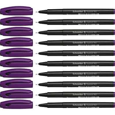 Image de Schneider Topliner 967 Stylo feutre (Fineliner, Pointe Fine 0,4 mm) Lot de 10, Violet
