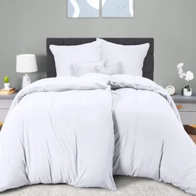 Image de Utopia Bedding Housse de Couette 2 Personne 135x200 cm avec Taie d&#039;oreiller 80x80 (Blanc) Parure lit 135 x 200 Ensembles Housses en Microfibre brossée Douce