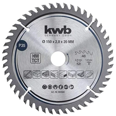 Image de kwb 583568 Lame de scie circulaire menuisier précision à 48 dents Z pour bois dur et 150 x 20 mm