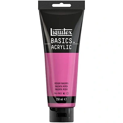 Image de Liquitex 88700238 Basics peinture acrylique, artistique monopigmentée, résistante à la lumière, qualité archive, finition satinée, tube de 250 ml Magenta Moyen