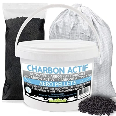 Image de Charbon Actif vendu en sachet de 1kg 2kg / seau 5kg 10kg sac 25kg Granulés Haute Pureté Purification Filtration l&#039;Air, Filtre à charbon, Aquarium, Caves Vin, Hotte (25kg)