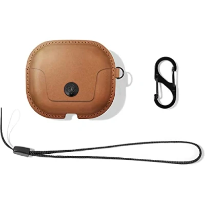 Image de Twelve South AirSnap Gen 3 Housse de Protection en Cuir avec Clip prévention des pertes et Sangle Transport Option pour AirPods 3, Blanc
