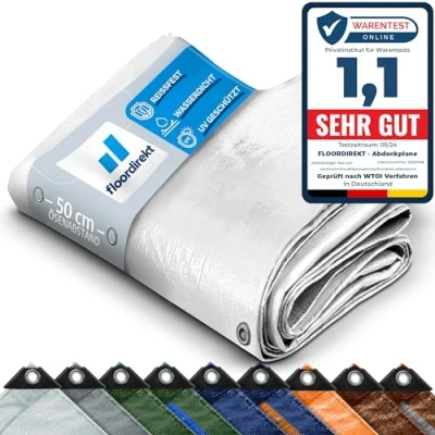 Image de Toile multiusage avec Oeillets imperméable 140 g m² Blanc 6 x 10 m