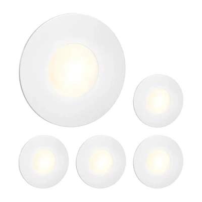 Image de ledscom.de 5 pièces Lumière d&#039;escalier LED/lampe murale encastrée FEX pour l&#039;intérieur et l&#039;extérieur, ronde, 85mm Ø, blanc chaud