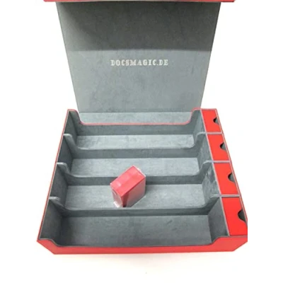 Image de docsmagic.de Premium 4 Row Trading Card Storage Box Red + Trays &amp; Divider MTG PKM YGO Boîte de Rangement Rouge