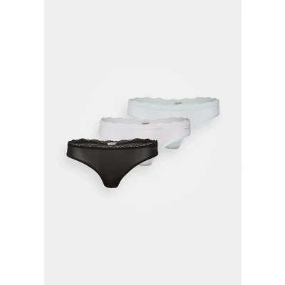 Image de Calvin Klein Underwear Thong 3 PACK Stretch String, Femme, Taille: Medium, Black/white/moonlight jade