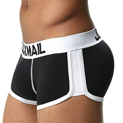 Image de Jockmail Boxer court en coton avec rembourrage au niveau des fesses pour homme Noir Large