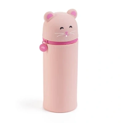 Image de Back2Fun Trousse Scolaire pour Hamster, Extensible, en Silicone, Texture Douce, Fermeture éclair, Couleur Rose, 2 1 Convertible gobelet