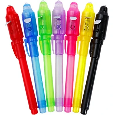 Image de GOLDGE Lot de 7 stylos secrets UV pour enfants Écriture invisible Lisible par la lumière