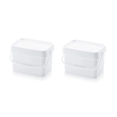 Image de 2X Eimer 20l rechteckig * 20 Liter lebensmittelecht stapelbar Kunststoffeimer 20Liter weiß Farbe Futter Gastro Catering