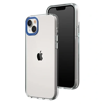Image de RhinoShield Clear Compatible avec [iPhone 14 Plus] Résiste au jaunissement, Haute Transparence, Coque de Protection Personnalisable Bleu Cobalt Contour objectifs Photo