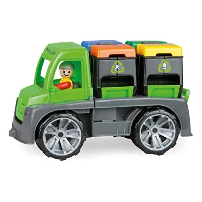 Image de Lena 04453 TRUXX Recycling Truck Camion à ordures, véhicule ordures Robuste 26 cm avec Fonction, 2 poubelles et Figurine entièrement articulée, pour Enfants partir de Ans, Vert