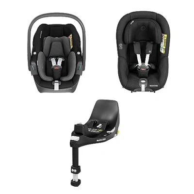 Image de Maxi Cosi pack avec base FamilyFix 360 i Size, siège auto bébé Pebble enfant Pearl Size Rotation FlexiSpin, installation Click &amp; Go, 0 4 ans, 40 105 cm, Black