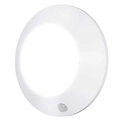 Image de HONWELL Plafonnier LED à détecteur de Mouvement sans Fil Piles Salle Bain Eclairage Lampe Plafond pour Escalier, Couloir, Garde Manger, Entrée, 250 lumens, 12,7 cm, Blanc