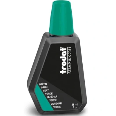 Image de Flacon d&#039;encre Verte Trodat 7011D pour recharger les tampons encreurs 28 ml, encre à base d&#039;eau marquer documents empreintes nettes et propres bouchon refermable