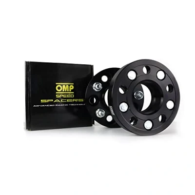 Image de OMP Speed Jeu de 2 Élargisseurs Voie (Entretoise Roue) Centrés/Bifixation Épaisseur: 20 mm PCD: 5x114,3 CB: 66,1 OD: 150 Écrou x10 M12x1,5 Aluminium Noir OMPS09212001