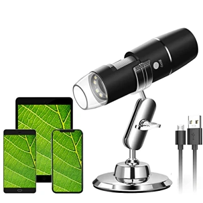 Image de Microscope Numérique USB, 720P WiFi Endoscope Portable 50X 1000X avec à 8 LED, Support en Métal pour Android iOS iPhone iPad