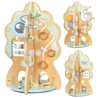 Image de Mamabrum Jouet éducatif en bois 10 1 Forme d&#039;arbre, plusieurs éléments pour le plaisir et l&#039;apprentissage: Miroir, Engrenages, Horloge, Sliders, de soutien au développement la motilité