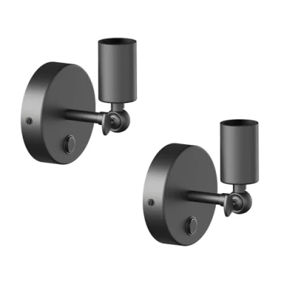 Image de ledscom.de 2 pièces Applique FETRO, interrupteur, noir mat, ronde, 1x E27 max. 60W