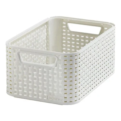 Image de CURVER Panier de Rangement Style 6L Aspect Rotin Texturé Pour Chambre, Salon, Salle Bain, Buanderie 28,5x19,4x13 cm Ivoire 70% Recyclé