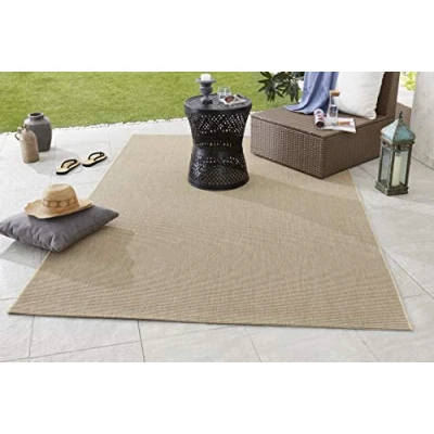 Image de NORTHRUGS Tapis d&#039;intérieur et d&#039;extérieur Match 80 x 150 cm Résistant aux intempéries Moderne Couleur Unie pour Balcon, terrasse, Jardin, Jardin d&#039;hiver, salon Imperméable Beige