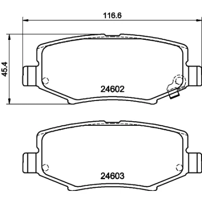 Image de HELLA 8DB 355 014 381 Jeu de plaquettes frein avec indicateur d&#039;usure JEEP: Compass, WRANGLER 3, Cherokee IV, DODGE: Nitro SUV