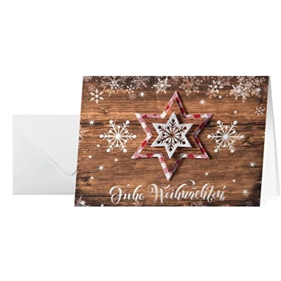 Image de SIGEL DS054 cartes de Noël aspect visuel bois, 10 pièces, facile à imprimer