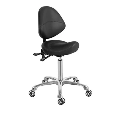 Image de Nazalus Chaise à roulettes très résistante avec siège en forme de selle, soutien dorsal et rotation hydraulique réglable 159 kg