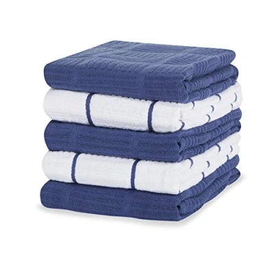 Image de Sticky Toffee Lot de 5 Serviettes Cuisine absorbants 100% Coton 40,6 x 71 cm Bleu Idéal pour Bar et