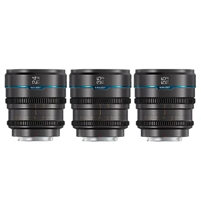 Image de SIRUI Night Walker T1.2 S35 Cine Lens Set, 24 mm, 35 55 objectif de mise au point manuelle à grande ouverture (MS 3SRG, monture RF, gris métal)