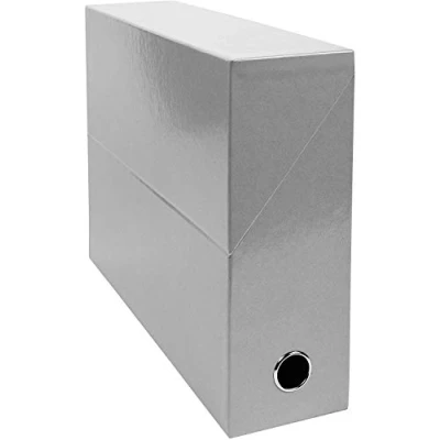 Image de Exacompta Réf. 89937E 1 Boîte transfert Iderama en papier teinté dans la masse Dos 90 mm Œillet métal Pour format A4 Dimensions 25,5 x 34 9 cm Couleur gris Livrée montée