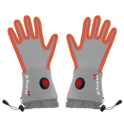 Image de Glovii GLG Gants Universel Batterie Chauffée Thermoactif, Tailles XXS XL, Gris Clair, Batteries Incluses (S M)